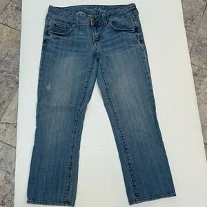 American Eagle‎ Stretch Artist Crop Light Wash Distressed Jeans size 8
